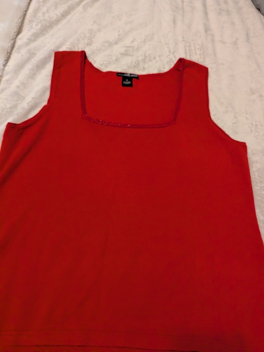 Willi Smith Red Square Neck Tank Top